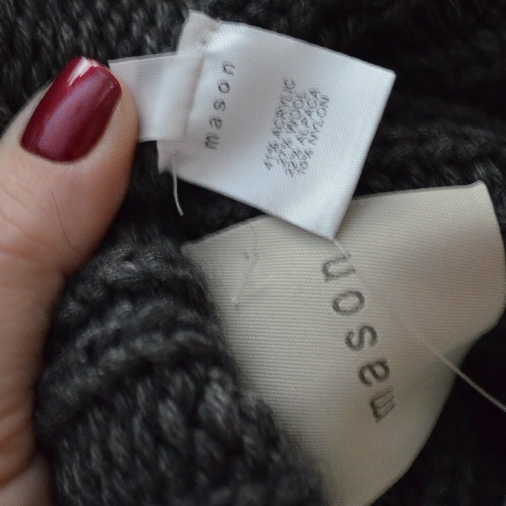 Sz S Michelle Mason Gray Cable Knit Sleeveless Cardigan Sweater Vest - Picture 8 of 8